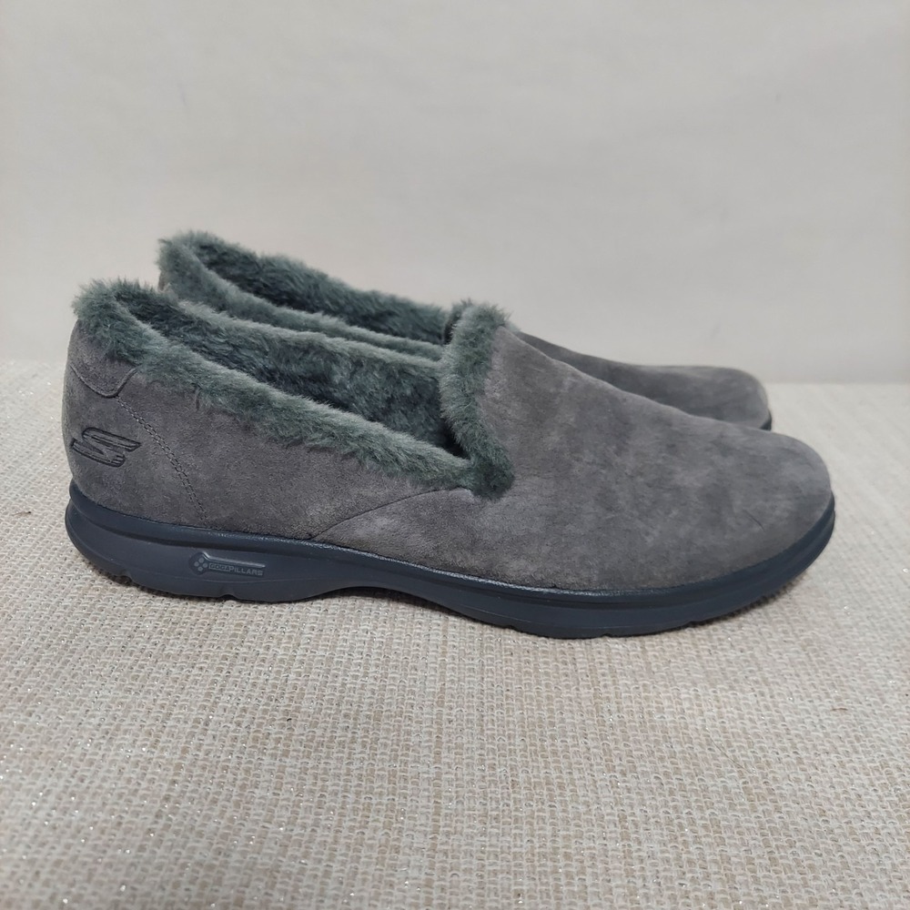 Women's Skechers 14310 Gray Velvety GO STEP Slip On Shoes Size 11